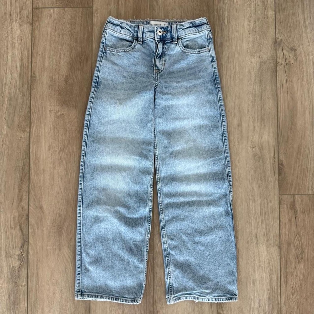 Abercrombie Kids Girls High Rise Wide Leg Jeans Light Wash Blue Size 9/10 Reg
